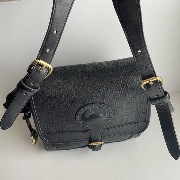 Dooney and Bourke Black Pebbled Leather Surrey Carrier Crossbody double buckle - Picture 7 of 16